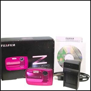 Fujifilm FinePix Z30 Pink Digital Camera Charger 16GB SD Card Cable Bundle Box